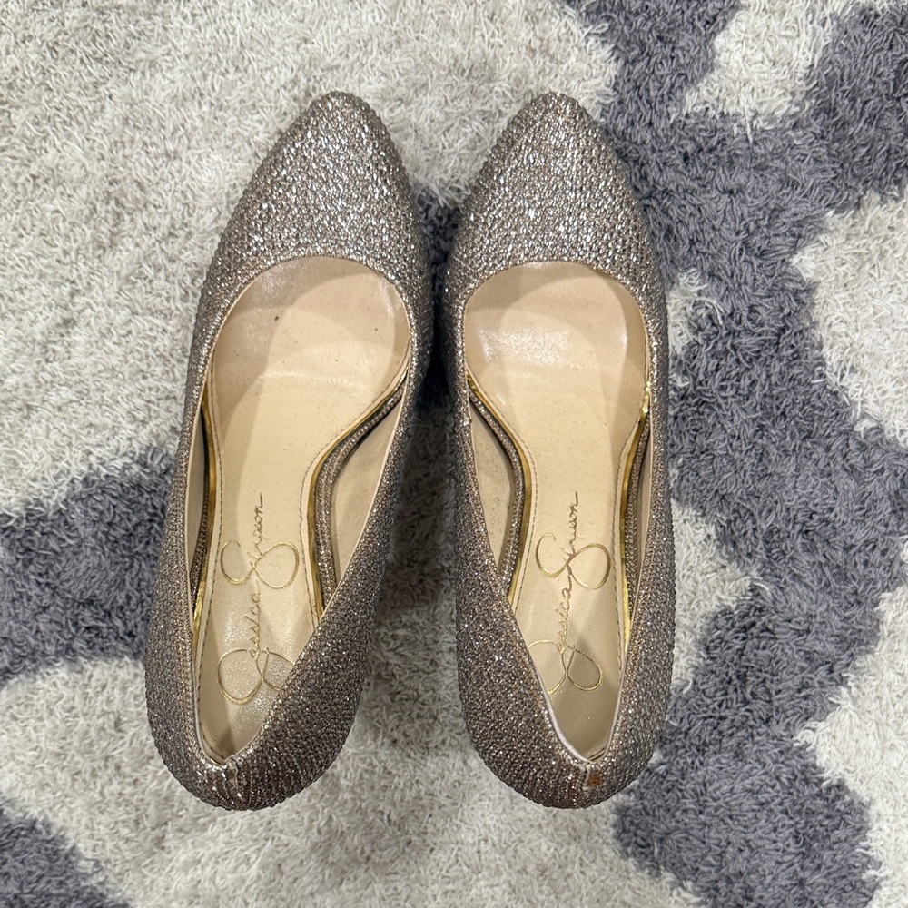 Jessica Simpson Sparkling Silver Heels